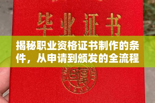 西工揭秘职业资格证书制作的条件，从申请到颁发的全流程解析